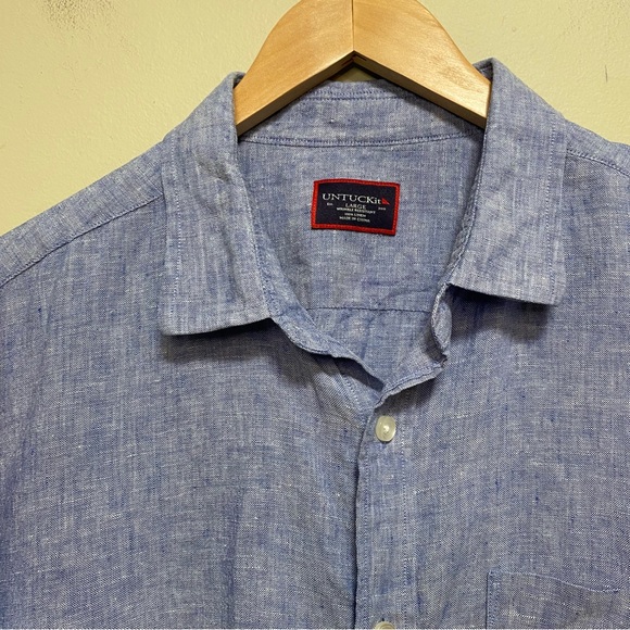 UNTUCKit Linen Valente Short Sleeve Shirt Size L - Picture 6 of 13